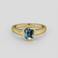 1.62 Ct. Greenish Blue Sapphire Ring, 18K Yellow Gold 1