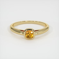 0.61 Ct. Orangish Yellow Sapphire Ring, 18K Yellow Gold 1
