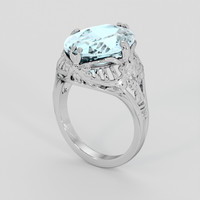 8.91 Ct. Blue Aquamarine Ring, Platinum 950 2
