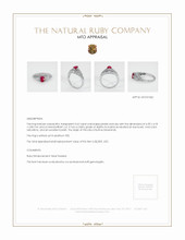 Ruby Ring 0.62 Ct., Platinum 950 Appraisal