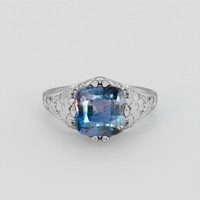 3.45 Ct. Purplish Blue Sapphire Ring, Platinum 950 1