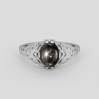 3.84 Ct. Black Sapphire Ring, Silver 1