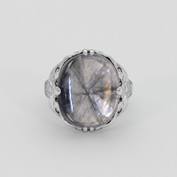 15.39 Ct. Grey Sapphire Ring, 18K White Gold 1