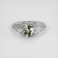 1.05 Ct. Green Sapphire Ring, 18K White Gold 1