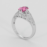 1.33 Ct. Pink Sapphire Ring, 18K White Gold 2