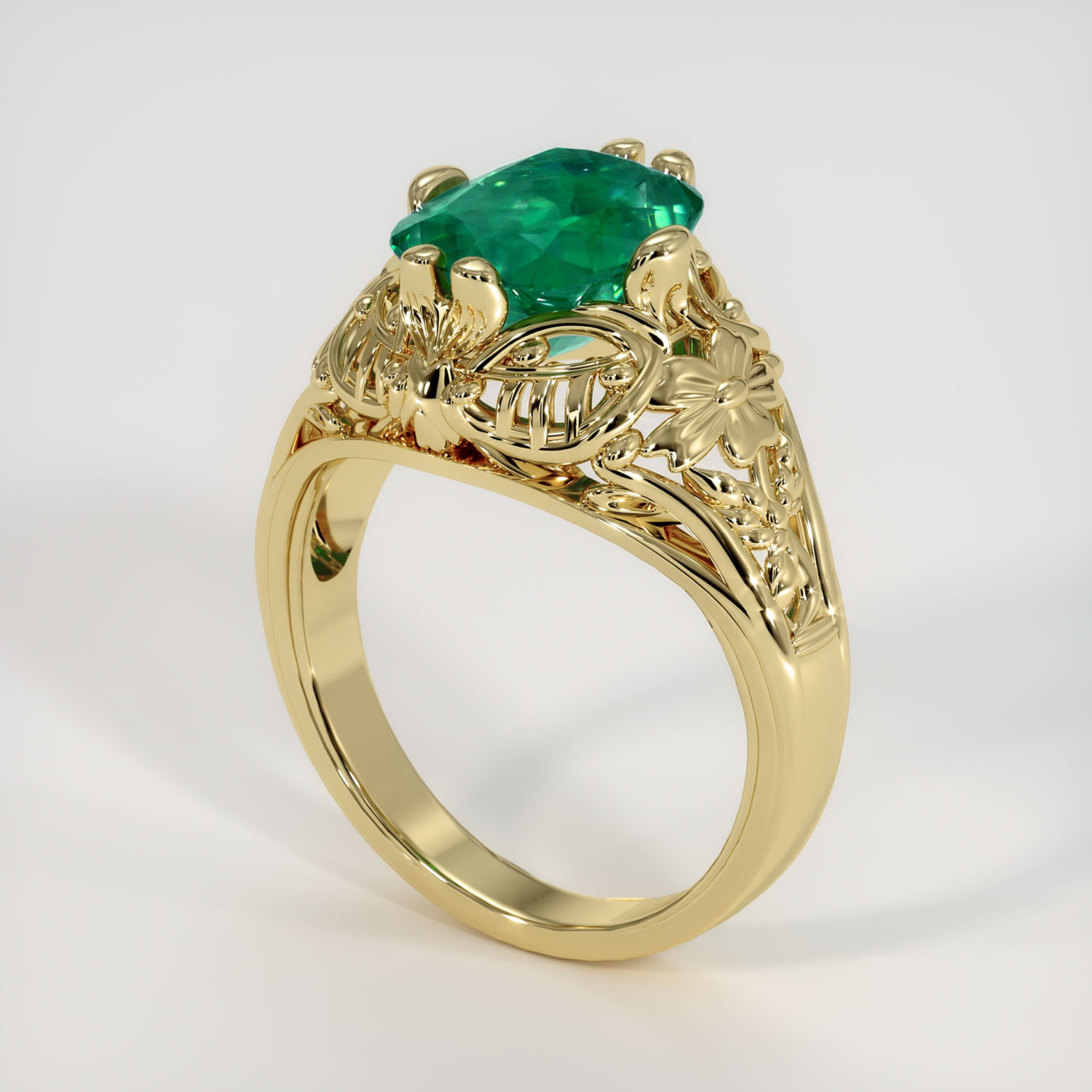 Vintage 18K Solid Yellow Gold Emerald Triangle selling Ring Size 6.75