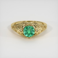0.71 Ct. Emerald Ring, 18K Yellow Gold 1