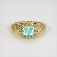 0.82 Ct. Emerald Ring, 18K Yellow Gold 1
