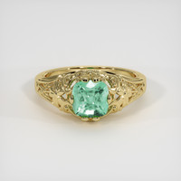 1.08 Ct. Emerald Ring, 18K Yellow Gold 1