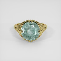 3.93 Ct. Bluish Green Sapphire Ring, 18K Yellow Gold 1