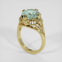 3.93 Ct. Bluish Green Sapphire Ring, 18K Yellow Gold 2
