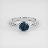 1.56 Ct. Greenish Blue Sapphire Ring, 10K White Gold 1