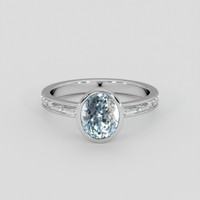 2.39 Ct. Greenish Blue Sapphire Ring, 14K White Gold 1