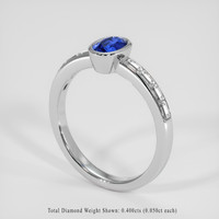 0.70 Ct. Blue Sapphire Ring, 14K White Gold 2