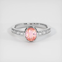 1.09 Ct. Padparadscha Sapphire Ring, 18K White Gold 1