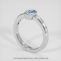 0.57 Ct. Blue Sapphire Ring, 18K White Gold 2