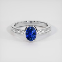 1.08 Ct. Blue Sapphire Ring, 18K White Gold 1