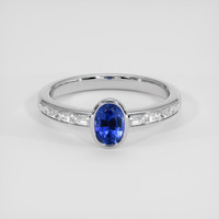 0.70 Ct. Blue Sapphire Ring, 18K White Gold 1