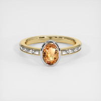 1.09 Ct. Orangish Brown Sapphire Ring, 14K White & Yellow 1