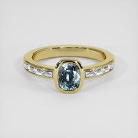 1.10 Ct. Greenish Blue Sapphire Ring, 14K Yellow Gold 1