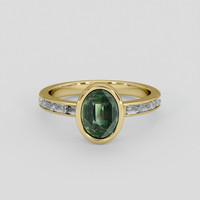 1.80 Ct. Bluish Green Sapphire Ring, 14K Yellow Gold 1