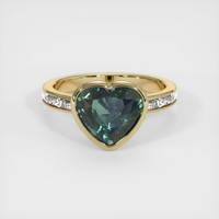 3.64 Ct. Green Sapphire Ring, 14K Yellow Gold 1