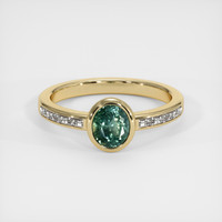1.23 Ct. Bluish Green Sapphire Ring, 14K Yellow Gold 1