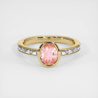 1.09 Ct. Padparadscha Sapphire Ring, 18K Yellow Gold 1