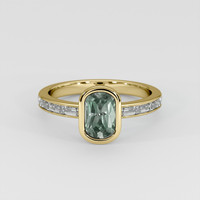 1.54 Ct. Bluish Green Sapphire Ring, 18K Yellow Gold 1