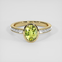 1.58 Ct. Yellowish Green Sapphire Ring, 18K Yellow Gold 1