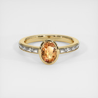 1.09 Ct. Orangish Brown Sapphire Ring, 18K Yellow Gold 1