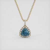 2.12 Ct. Greenish Blue Sapphire Pendant, 14K Yellow Gold 1