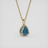 2.12 Ct. Greenish Blue Sapphire Pendant, 14K Yellow Gold 2