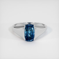 1.95 Ct. Greenish Blue Sapphire Ring, 18K White Gold 1