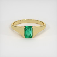 0.84 Ct. Emerald Ring, 18K Yellow Gold 1