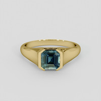 2.05 Ct. Greenish Blue Sapphire Ring, 18K Yellow Gold 1