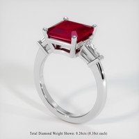 2.92 Ct. Ruby Ring, Platinum 950 2