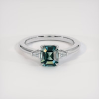 1.16 Ct. Greenish Blue Sapphire Ring, Platinum 950 1