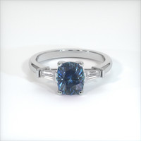 1.18 Ct. Greenish Blue Sapphire Ring, 10K White Gold 1