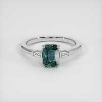 1.58 Ct. Bluish Green Sapphire Ring, 14K White Gold 1