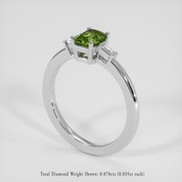 0.89 Ct. Green Sapphire Ring, 14K White Gold 2