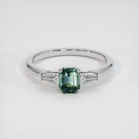 0.64 Ct. Green Sapphire Ring, 14K White Gold 1