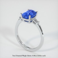 3.02 Ct. Blue Sapphire Ring, 18K White Gold 2