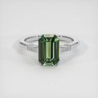 3.55 Ct. Green Sapphire Ring, 18K White Gold 1