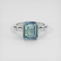 5.60 Ct. Greenish Blue Sapphire Ring, 18K White Gold 1
