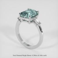 5.60 Ct. Greenish Blue Sapphire Ring, 18K White Gold 2