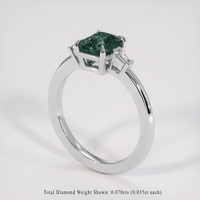 1.16 Ct. Greenish Blue Sapphire Ring, 18K White Gold 2