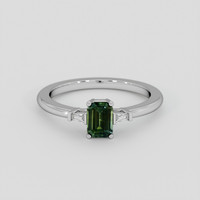0.63 Ct. Bluish Green Sapphire Ring, 18K White Gold 1