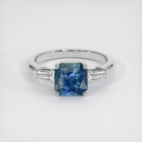 2.05 Ct. Greenish Blue Sapphire Ring, 18K White Gold 1