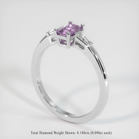 0.69 Ct. Purplish Pink Sapphire Ring, 18K White Gold 2